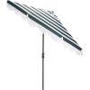 SAFAVIEH Outdoor Patio Furniture Collection – Lucerna 9 Ft Crank Patio Umbrella, Yellow Stripe & Brown Pole, Market Umbrella with Crank Lift (PAT8015Y)(Hunter Green Striped)