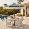 SAFAVIEH Outdoor Patio Furniture Collection – Lucerna 9 Ft Crank Patio Umbrella, Yellow Stripe & Brown Pole, Market Umbrella with Crank Lift (PAT8015Y)(Hunter Green Striped)