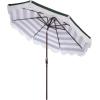 SAFAVIEH Outdoor Patio Furniture Collection – Lucerna 9 Ft Crank Patio Umbrella, Yellow Stripe & Brown Pole, Market Umbrella with Crank Lift (PAT8015Y)(Hunter Green Striped)
