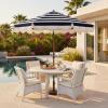 SAFAVIEH Outdoor Patio Furniture Collection – Lucerna 9 Ft Crank Patio Umbrella, Yellow Stripe & Brown Pole, Market Umbrella with Crank Lift (PAT8015Y)(Navy Striped)