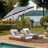 SAFAVIEH Outdoor Patio Furniture Collection – Lucerna 9 Ft Crank Patio Umbrella, Yellow Stripe & Brown Pole, Market Umbrella with Crank Lift (PAT8015Y)(Navy Striped)