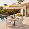 SAFAVIEH Outdoor Patio Furniture Collection – Lucerna 9 Ft Crank Patio Umbrella, Yellow Stripe & Brown Pole, Market Umbrella with Crank Lift (PAT8015Y)(Yellow Striped)