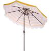 SAFAVIEH Outdoor Patio Furniture Collection – Lucerna 9 Ft Crank Patio Umbrella, Yellow Stripe & Brown Pole, Market Umbrella with Crank Lift (PAT8015Y)(Yellow Striped)