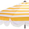 SAFAVIEH Outdoor Patio Furniture Collection – Lucerna 9 Ft Crank Patio Umbrella, Yellow Stripe & Brown Pole, Market Umbrella with Crank Lift (PAT8015Y)(Yellow Striped)