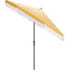 SAFAVIEH Outdoor Patio Furniture Collection – Lucerna 9 Ft Crank Patio Umbrella, Yellow Stripe & Brown Pole, Market Umbrella with Crank Lift (PAT8015Y)(Yellow Striped)