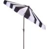 SAFAVIEH Outdoor Patio Furniture Collection – Meze 9 Ft Navy Stripe & Brown Crank Umbrella, Market-Style Patio Umbrella with Aluminum Pole, Outdoor Shade Accent (PAT8013B)(Black Striped)