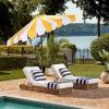 SAFAVIEH Outdoor Patio Furniture Collection – Meze 9 Ft Navy Stripe & Brown Crank Umbrella, Market-Style Patio Umbrella with Aluminum Pole, Outdoor Shade Accent (PAT8013B)(Yellow Striped)