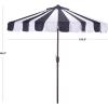 SAFAVIEH Outdoor Patio Furniture Collection – Meze 9 Ft Navy Stripe & Brown Crank Umbrella, Market-Style Patio Umbrella with Aluminum Pole, Outdoor Shade Accent (PAT8013B)(Navy Striped)