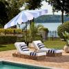 SAFAVIEH Outdoor Patio Furniture Collection – Meze 9 Ft Navy Stripe & Brown Crank Umbrella, Market-Style Patio Umbrella with Aluminum Pole, Outdoor Shade Accent (PAT8013B)(Baby Blue Striped)