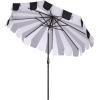SAFAVIEH Outdoor Patio Furniture Collection – Meze 9 Ft Navy Stripe & Brown Crank Umbrella, Market-Style Patio Umbrella with Aluminum Pole, Outdoor Shade Accent (PAT8013B)(Black Striped)