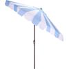 SAFAVIEH Outdoor Patio Furniture Collection – Meze 9 Ft Navy Stripe & Brown Crank Umbrella, Market-Style Patio Umbrella with Aluminum Pole, Outdoor Shade Accent (PAT8013B)(Baby Blue Striped)