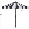 SAFAVIEH Outdoor Patio Furniture Collection – Meze 9 Ft Navy Stripe & Brown Crank Umbrella, Market-Style Patio Umbrella with Aluminum Pole, Outdoor Shade Accent (PAT8013B)(Black Striped)