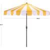 SAFAVIEH Outdoor Patio Furniture Collection – Meze 9 Ft Navy Stripe & Brown Crank Umbrella, Market-Style Patio Umbrella with Aluminum Pole, Outdoor Shade Accent (PAT8013B)(Yellow Striped)