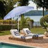 SAFAVIEH Outdoor Patio Furniture Collection – Panza 9 Ft Crank Patio Umbrella, Ivory & White Pole, Market Umbrella with Crank Lift (PAT8026A)(Baby Blue/White)