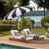 SAFAVIEH Outdoor Patio Furniture Collection – Panza 9 Ft Crank Patio Umbrella, Ivory & White Pole, Market Umbrella with Crank Lift (PAT8026A)(Navy/White)