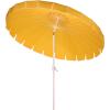 SAFAVIEH Outdoor Patio Furniture Collection – Panza 9 Ft Crank Patio Umbrella, Ivory & White Pole, Market Umbrella with Crank Lift (PAT8026A)(Yellow/White)