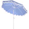 SAFAVIEH Outdoor Patio Furniture Collection – Torsa 9 Ft Crank Patio Umbrella, Green & White Pole, Market Umbrella with Crank Lift (PAT8024H)(Baby Blue/White)