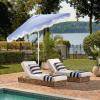 SAFAVIEH Outdoor Patio Furniture Collection – Torsa 9 Ft Crank Patio Umbrella, Green & White Pole, Market Umbrella with Crank Lift (PAT8024H)(Baby Blue/White)