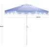 SAFAVIEH Outdoor Patio Furniture Collection – Torsa 9 Ft Crank Patio Umbrella, Green & White Pole, Market Umbrella with Crank Lift (PAT8024H)(Baby Blue/White)
