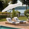 SAFAVIEH Outdoor Patio Furniture Collection – Torsa 9 Ft Crank Patio Umbrella, Green & White Pole, Market Umbrella with Crank Lift (PAT8024H)(Ivory/White)