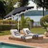 SAFAVIEH Outdoor Patio Furniture Collection – Torsa 9 Ft Crank Patio Umbrella, Green & White Pole, Market Umbrella with Crank Lift (PAT8024H)(Navy/White)