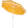 SAFAVIEH Outdoor Patio Furniture Collection – Torsa 9 Ft Crank Patio Umbrella, Green & White Pole, Market Umbrella with Crank Lift (PAT8024H)(Yellow/White)