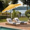 SAFAVIEH Outdoor Patio Furniture Collection – Torsa 9 Ft Crank Patio Umbrella, Green & White Pole, Market Umbrella with Crank Lift (PAT8024H)(Yellow/White)