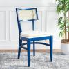Safavieh Home Collection Galway Coastal White/Natural Cane Seat Cushion Dining Chair(Navy/Natural)