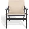 SAFAVIEH Couture Collection Culkin Black Solid Wood/White Genuine Leather Sling Chair (Fully Assembled)(Black/White)
