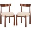 SAFAVIEH Furniture – Anselm Dining Chair Set of 2 – White & Light Blonde Solid Wood – Modern Upholstered Chair – Fully Assembled – Ideal for Dining Room, Kitchen, 19″ Seat Height (DCH8810C-SET2)(White/Walnut)