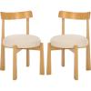 SAFAVIEH Furniture – Anselm Dining Chair Set of 2 – White & Light Blonde Solid Wood – Modern Upholstered Chair – Fully Assembled – Ideal for Dining Room, Kitchen, 19″ Seat Height (DCH8810C-SET2)(White/Light Blonde)