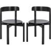 SAFAVIEH Furniture – Calixto Dining Chair Set of 2 – Black Solid Wood – Round Seat Modern Chair – Fully Assembled – Ideal for Dining Room, Kitchen, 19″ Seat Height (DCH8809B-SET2)(Black)