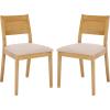 SAFAVIEH Furniture – Kata Dining Chair Set of 2 – Natural Solid Wood & Cream Upholstered Seat – Curved Back Design – Ideal for Dining Room, Kitchen, 18″ Seat Height (DCH3602A-SET2)(Natural/Cream)