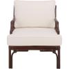 SAFAVIEH Furniture – Kazumi Accent Chair – Coastal Design White Cushion & Natural Rattan – Fully Assembled – Ideal for Living Room, Bedroom, Dining Space, 19.7″ Seat Height (ACH6508B)(White/Chocolate Brown)