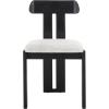 SAFAVIEH Home Collection – Cayde Mid-Century Modern Black Solid Wood Upholstered Dining Chair with Cream Boucle Seat (DCH8806E)(Black W/ White/Black)