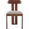 SAFAVIEH Home Collection – Cayde Mid-Century Modern Black Solid Wood Upholstered Dining Chair with Cream Boucle Seat (DCH8806E)(Grey/Walnut)