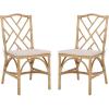 SAFAVIEH Home Collection – Chadale Rattan Dining Chair Set of 2, Natural & Cream Upholstered Seat, Coastal Boho Accent Chairs, Fully Assembled (SEA8037A)(Natural/Cream)