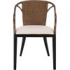 SAFAVIEH Home Collection – Kumi Brown Rattan Arm Chair with Ivory Seat Cushion, Coastal Modern Accent Seating, Fully Assembled (ACH4902A)(Brown/Ivory)