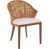 SAFAVIEH Home Collection – Mura Brown Rattan Accent Chair with Ivory Seat Cushion, Coastal Modern Seating, Fully Assembled (ACH4903A)(Honey/Ivory)
