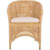 SAFAVIEH Home Collection – Taina Coastal Natural Rattan Accent Chair with Cushion, Barrel Back Design, Fully Assembled (ACH6534A)(Natural/White)