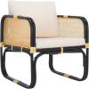 SAFAVIEH Home Collection Alybeth Tropical White/Black Accent Chair with Cushion (Fully Assembled)(White/Black)