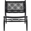 SAFAVIEH Home Collection Bandelier Natural Sungkai Solid Wood/Cognac Brown Leather Weave Accent Chair (Fully Assembled)(Black / Black)