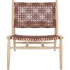 SAFAVIEH Home Collection Bandelier Natural Sungkai Solid Wood/Cognac Brown Leather Weave Accent Chair (Fully Assembled)(Cognac/Natural)
