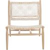 SAFAVIEH Home Collection Bandelier Natural Sungkai Solid Wood/Cognac Brown Leather Weave Accent Chair (Fully Assembled)(Light Natural / White)