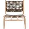 SAFAVIEH Home Collection Bandelier Natural Sungkai Solid Wood/Cognac Brown Leather Weave Accent Chair (Fully Assembled)(Natural / Brown)
