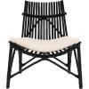 SAFAVIEH Home Collection Eisley Tropical White/Black Solid Wood Accent Chair with Cushion (Fully Assembled)(White/Black)