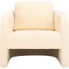 SAFAVIEH Home Collection Fifer Mid-Century Modern Cream Faux Shearling Fur Accent Chair (Fully Assembled)(Cream Faux Shearling)