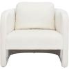 SAFAVIEH Home Collection Fifer Mid-Century Modern Cream Faux Shearling Fur Accent Chair (Fully Assembled)(Creme)