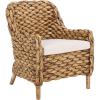 SAFAVIEH Home Collection Purrl Tropical Coastal Natural Solid Wood Hyacinth Accent Chair with Cushion (Fully Assembled)(White/Brown Wash)