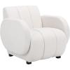 SAFAVIEH Home Collection Waylen Off-White Channel Tufted/Black Legs Low Profile Accent Chair (Fully Assembled)